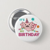 Axolotlは私の誕生日かわいいAxolotlsお尻 缶バッジ (正面&裏面)