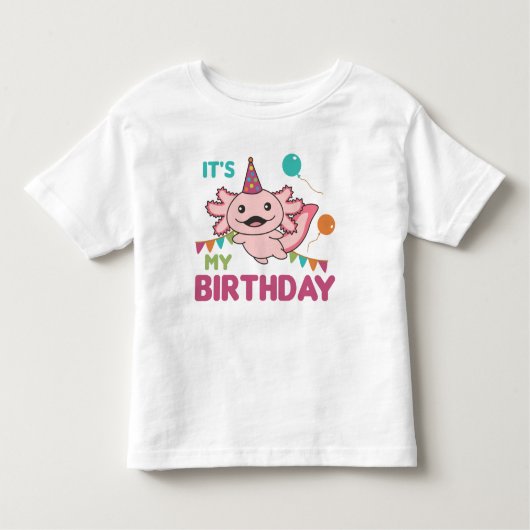 Axolotlは私の誕生日かわいいAxolotlsトッド願う トドラーTシャツ (正面)