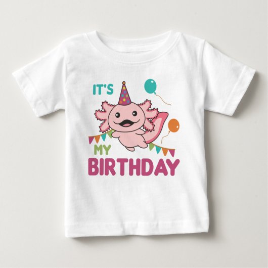 Axolotlは私の誕生日かわいいAxolotlsベビー ベビーTシャツ (正面)