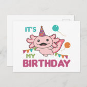 Axolotlは私の誕生日かわいいAxolotlsポスト ポストカード (正面/裏面)
