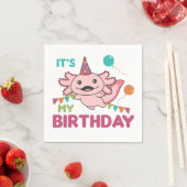 Axolotlは私の誕生日かわいいAxolotls Napk スタンダードカクテルナプキン (インサイチュ)