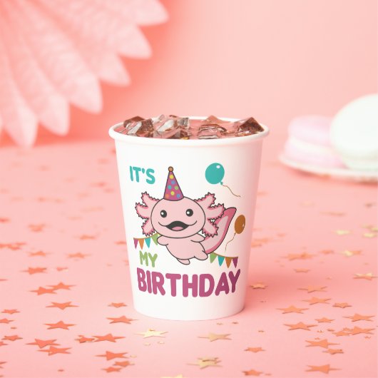 Axolotlは私の誕生日かわいいAxolotls Pape 紙コップ (インサイチュ)