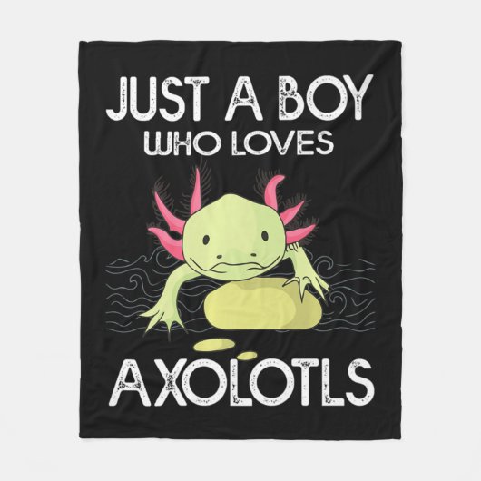 Axolotlギフト日本のアニメAを愛する少年 フリースブランケット (正面)