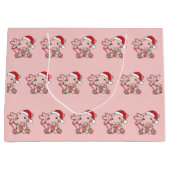 Axolotlクリスマスウィンター動物Axolotls大型Gi ラージペーパーバッグ (正面)