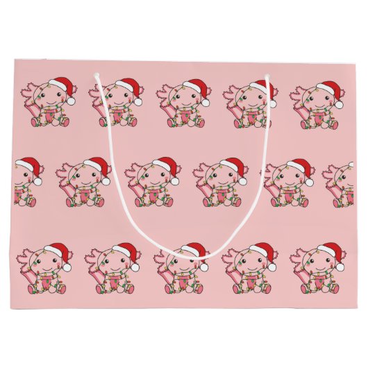 Axolotlクリスマスウィンター動物Axolotls大型Gi ラージペーパーバッグ (裏面)