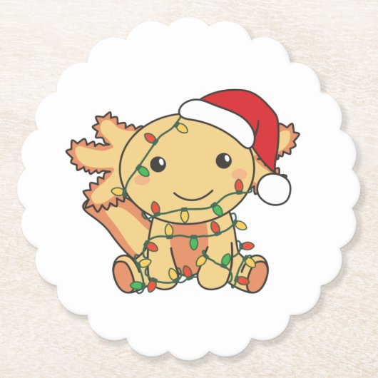 Axolotlクリスマスウィンター動物Axolotls ペーパーコースター (正面)
