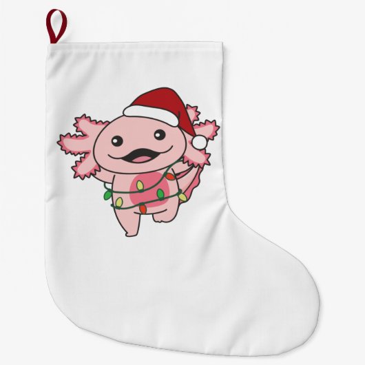 Axolotlクリスマスウィンター動物Axolotls ラージクリスマスストッキング (正面)