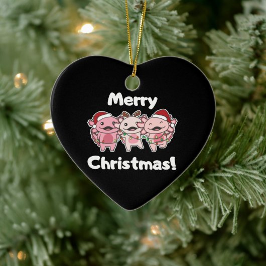 AxolotlクリスマスキュートAxolotlsメリークリスマスチェア セラミックオーナメント (ツリー)