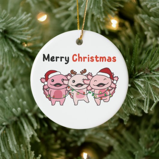 AxolotlクリスマスキュートAxolotlsメリークリスマス セラミックオーナメント (ツリー)