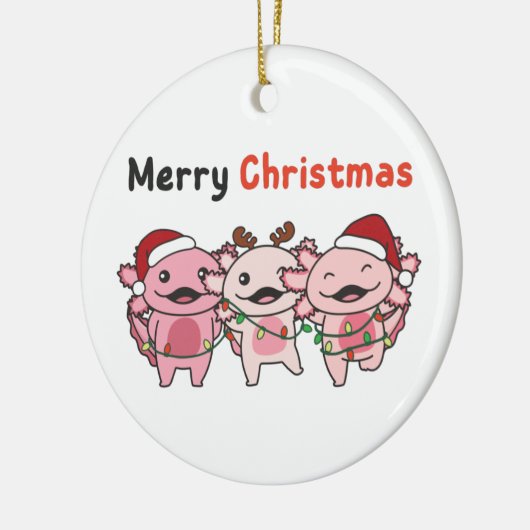 AxolotlクリスマスキュートAxolotlsメリークリスマス セラミックオーナメント (左)