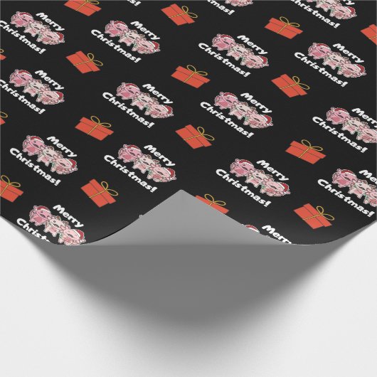 AxolotlクリスマスキュートAxolotlsメリークリスマス ラッピングペーパー (角)