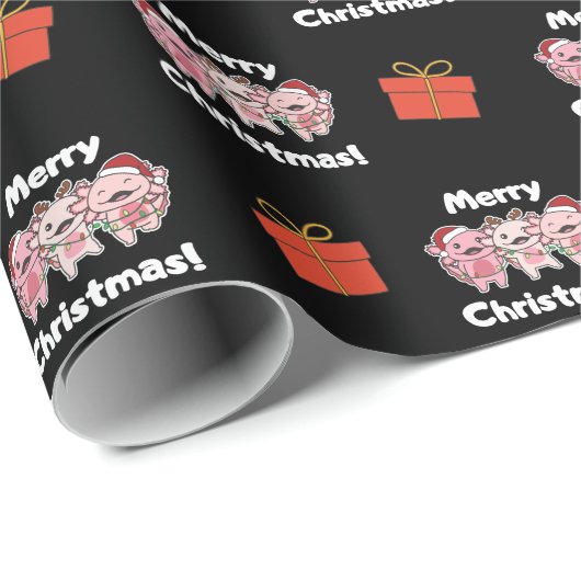 AxolotlクリスマスキュートAxolotlsメリークリスマス ラッピングペーパー (ロールコーナー)