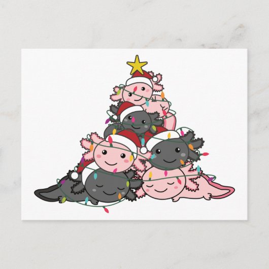 Axolotlクリスマスツリーおもしろい動物クリスマスポスト ポストカード (正面)