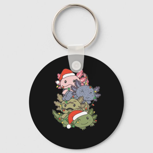 AxolotlクリスマスツリーChristmas Animals Axolotls キーホルダー (正面)