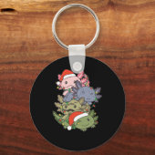 AxolotlクリスマスツリーChristmas Animals Axolotls キーホルダー (正面)