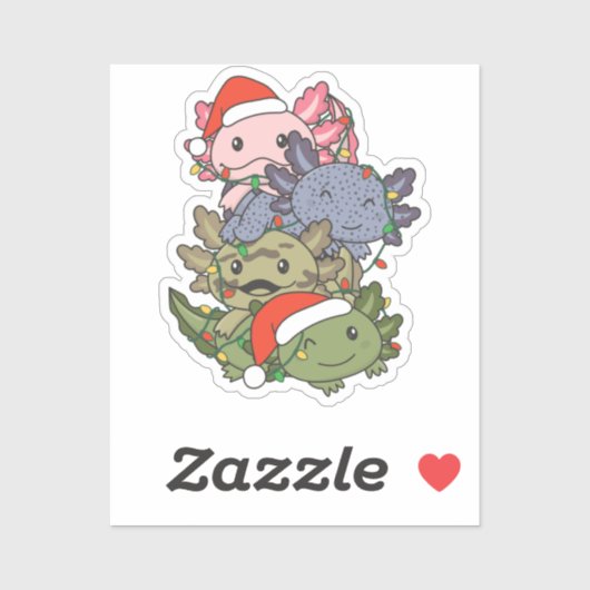 AxolotlクリスマスツリーChristmas Animals Axolotls シール (シート)