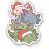 AxolotlクリスマスツリーChristmas Animals Axolotls シール (正面)
