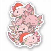 AxolotlクリスマスツリーChristmas Animals Axolotls シール (正面)
