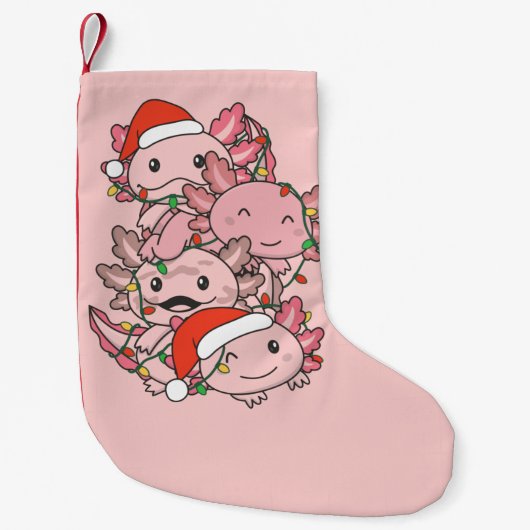 AxolotlクリスマスツリーChristmas Animals Axolotls スモールクリスマスストッキング (正面)