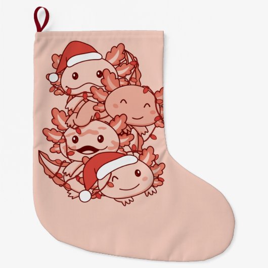 AxolotlクリスマスツリーChristmas Animals Axolotls ラージクリスマスストッキング (正面)