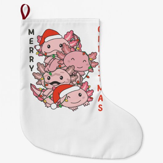 AxolotlクリスマスツリーChristmas Animals Axolotls ラージクリスマスストッキング (正面)