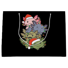 AxolotlクリスマスツリーChristmas Animals Axolotls ラージペーパーバッグ