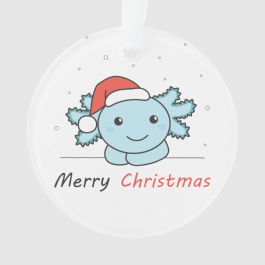 Axolotlクリスマス雪の冬の動物Axolotls オーナメント (正面)