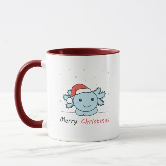 Axolotlクリスマス雪の冬の動物Axolotls マグカップ (左)