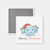 Axolotlクリスマス雪の冬の動物Axolotls マグネット (正面/裏面)
