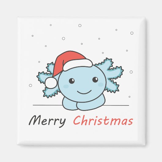 Axolotlクリスマス雪の冬の動物Axolotls マグネット (正面)