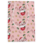 Axolotlクリスマス雪の冬の動物Axolotls ミディアムペーパーバッグ (正面)