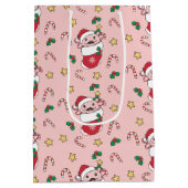 Axolotlクリスマス雪の冬の動物Axolotls ミディアムペーパーバッグ (裏面)