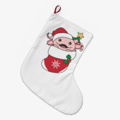 Axolotlクリスマス雪の冬の動物Axolotls ラージクリスマスストッキング (正面 (吊り時))