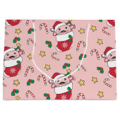 Axolotlクリスマス雪の冬の動物Axolotls ラージペーパーバッグ (正面)