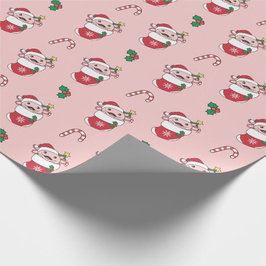Axolotlクリスマス雪の冬の動物Axolotls Wra ラッピングペーパー (角)