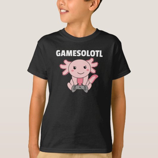 Axolotlゲーマー向けの可愛い動物 Tシャツ (正面)