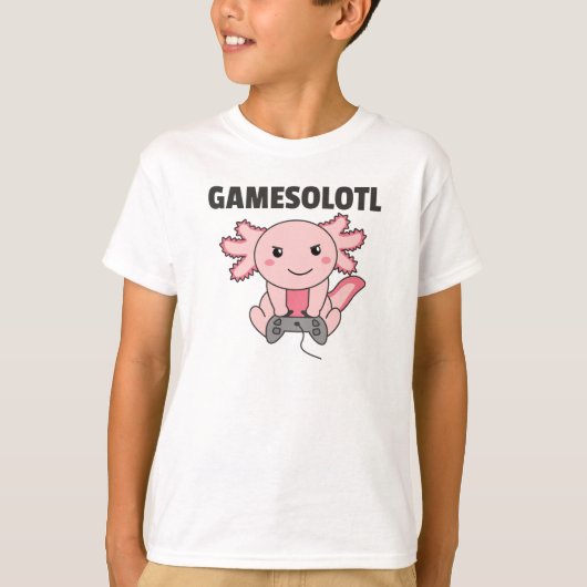 Axolotlゲーマー向けの可愛い動物 Tシャツ (正面)