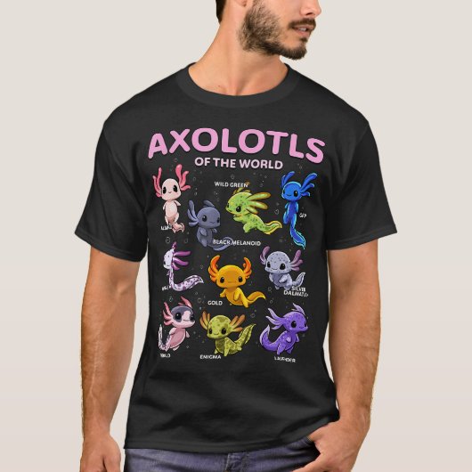 AxolotlシャツかわいいAxolotls Of The World Tシャツ (正面)
