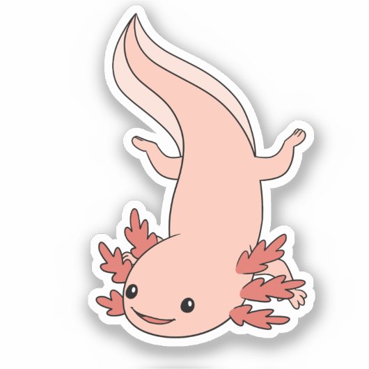 Axolotlスイミングストレートダウンステッカー シール (正面)