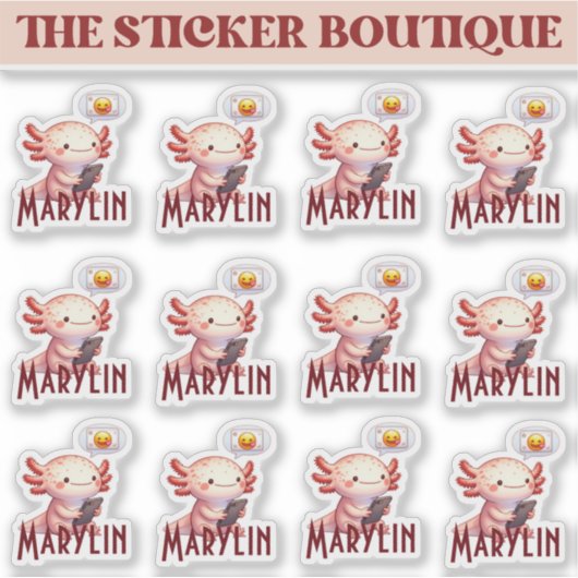 Axolotlステッパーソナライズされたクパック – 名前をカスタムする シール (正面)