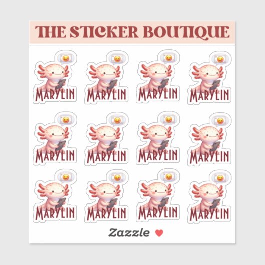 Axolotlステッパーソナライズされたクパック – 名前をカスタムする シール (シート)