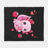 Axolotlストロベリーミルクシェイクかわいい日本のアニメーション フリースブランケット (正面(横))