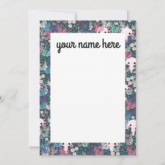 Axolotlパーソナライズされたノートカード サンキューカード (正面)