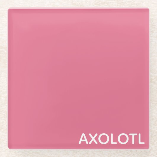 Axolotlピンク色名 ガラスコースター (正面)