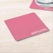 Axolotlピンク色名 スクエアペーパーコースター (アングル)