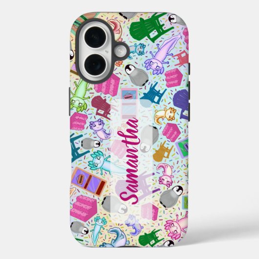 Axolotlピンク階段Apple iPhone 16ケース丈夫 Case-Mate iPhoneケース (裏面)