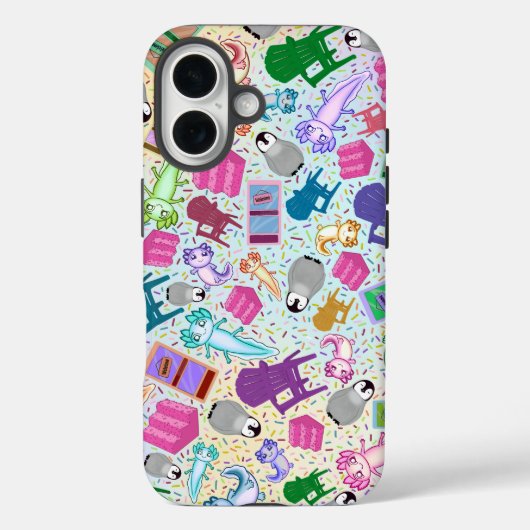 Axolotlピンク階段Apple iPhone 16ケース丈夫 Case-Mate iPhoneケース (裏面)