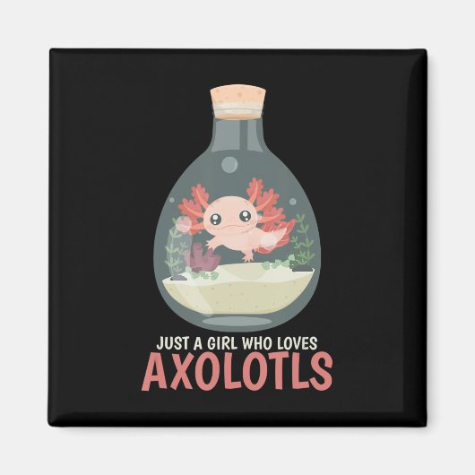 AxolotlフィッシュタンクAxolotl質問かわいいアニメキッド マグネット (正面)