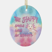 Axolotlポスター – Be Happy andスマイルクラシックラウンド セラミックオーナメント (右)