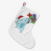 Axolotlメリークリスマスウィンター動物Axolotl ラージクリスマスストッキング (正面 (吊り時))